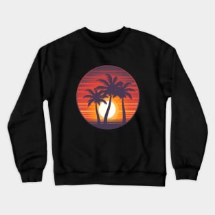 Palmetto Trees Silhouettes Beach Sunset Design Crewneck Sweatshirt